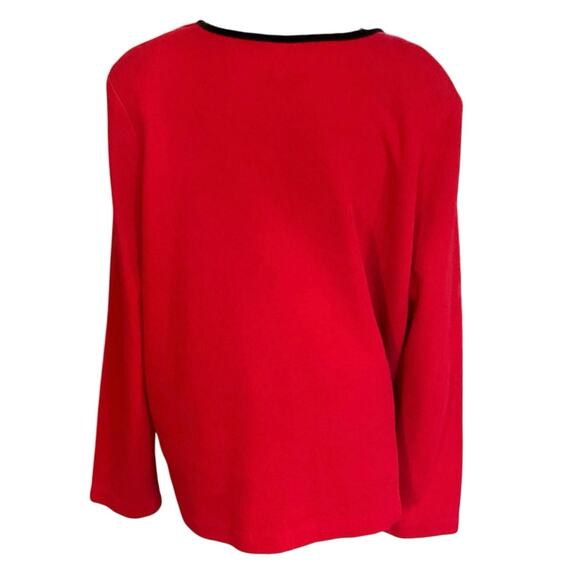 Vintage Teddi Pullover Cardigan Sweater Size XL Red and Black Floral Embroidery - Picture 4 of 9